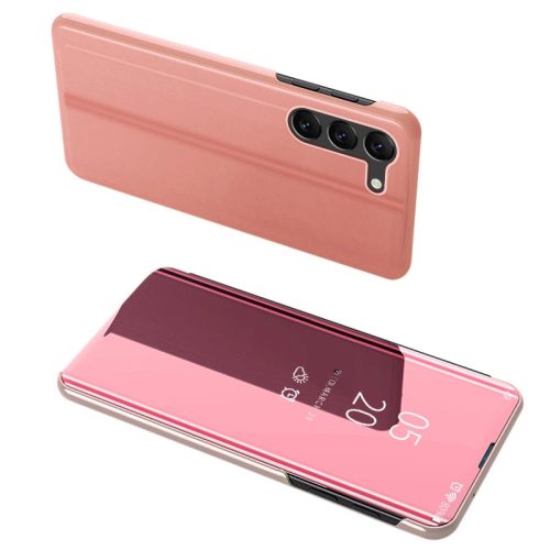 Clear View Case cover for Samsung Galaxy S23 cover with a flap pink