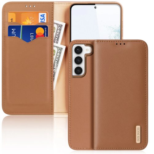 Dux Ducis Hivo case Samsung Galaxy S23+ flip cover wallet stand RFID blocking brown