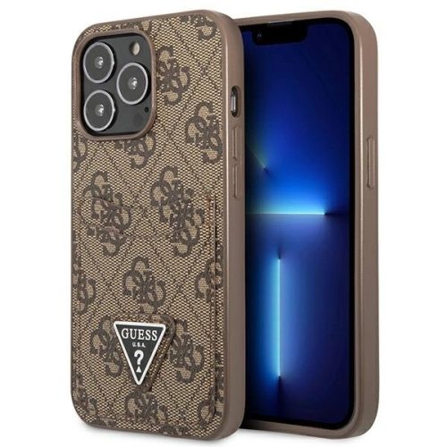 Guess 4G Triangle Logo Cardslot Case for iPhone 13 Pro / 13 - Brown