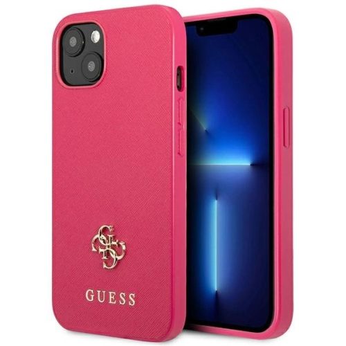 Guess Saffiano 4G Small Metal Logo case for iPhone 13 mini - pink