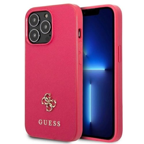 Guess Saffiano 4G Small Metal Logo case for iPhone 13 Pro Max - pink