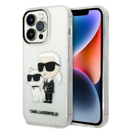 Karl Lagerfeld Glitter Karl&Choupette case for iPhone 14 Pro - transparent