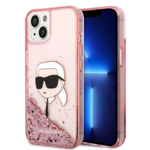 Karl Lagerfeld Glitter Karl's Head case for iPhone 14 - pink