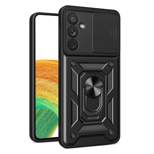 Hybrid Armor Camshield case for Samsung Galaxy A14 armored case with camera cover black