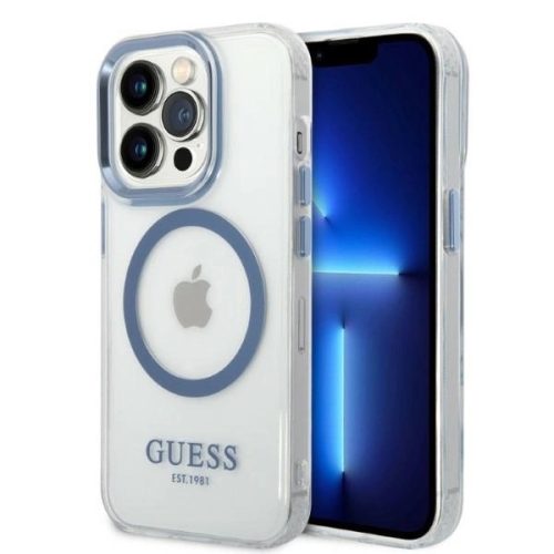 Guess GUHMP14XHTRMB iPhone 14 Pro Max 6.7" blue/blue hard case Metal Outline Magsafe