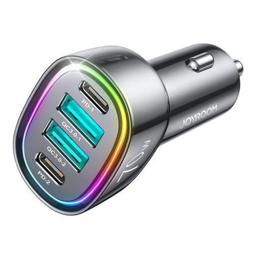 Joyroom 70W car charger with 4 ports: 2 x USB C, 2 x USB black (JR-CL29)