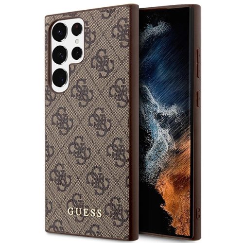 Guess GUHCS23LG4GFBR S23 Ultra S918 brown/brown hard case 4G Metal Gold Logo