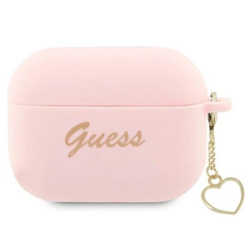 Guess GUAP2LSCHSP AirPods Pro 2 cover pink/pink Silicone Charm Heart Collection