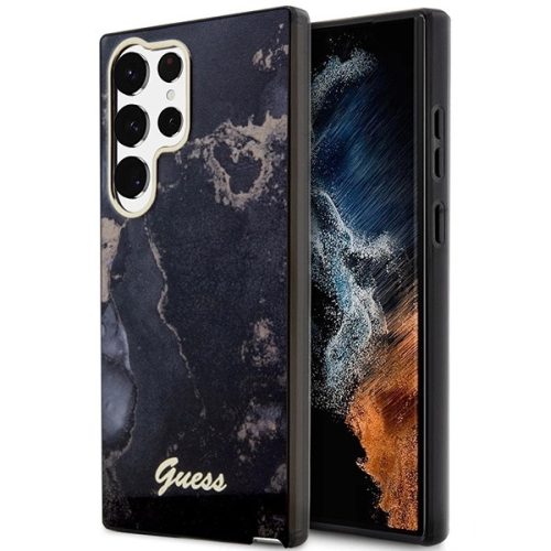 Guess GUHCS23LHTMRSK S23 Ultra S918 black/black hardcase Golden Marble Collection