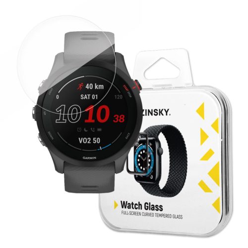 Wozinsky Full Glue Tempered Glass Tempered Glass For Garmin Forerunner 255 9H Full Screen Cover With Black Frame