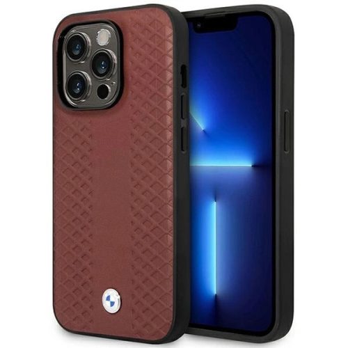 Case BMW BMHMP14L22RFGR iPhone 14 Pro 6.1" Burgundy/burgundy Leather Diamond Pattern MagSafe