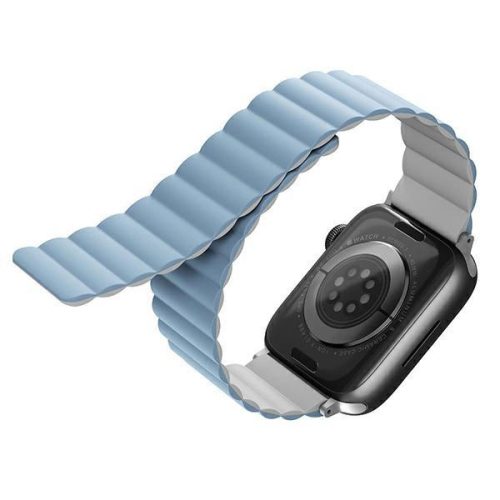 Uniq case Revix strap for Apple Watch 1/2/3/4/5/6/7/8/9/SE/SE2/Ultra 42/44/45/49mm. Reversible Magnetic white-blue/white-blue