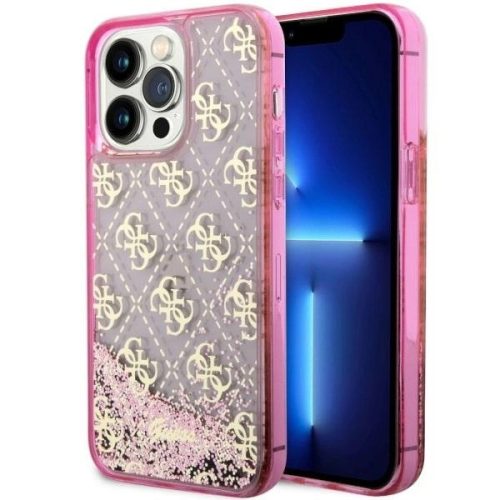 Guess GUHCP14XLC4PSGP iPhone 14 Pro Max 6.7" pink/pink hardcase Liquid Glitter 4G Transculent