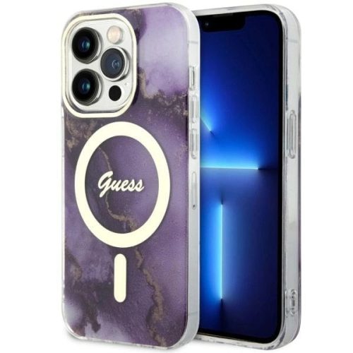 Guess GUHMP14LHTMRSU iPhone 14 Pro 6.1" purple/purple hardcase Golden Marble MagSafe