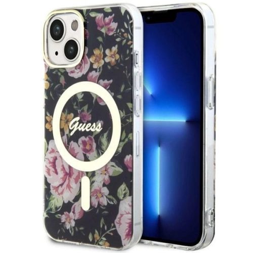 Guess GUHMP14MHCFWSK iPhone 14 Plus 6.7" black/black hardcase Flower MagSafe