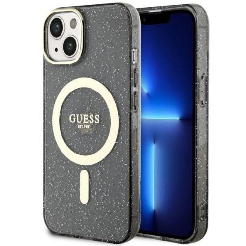 Guess GUHMP14MHCMCGK iPhone 14 Plus 6.7" black/black hardcase Glitter Gold MagSafe