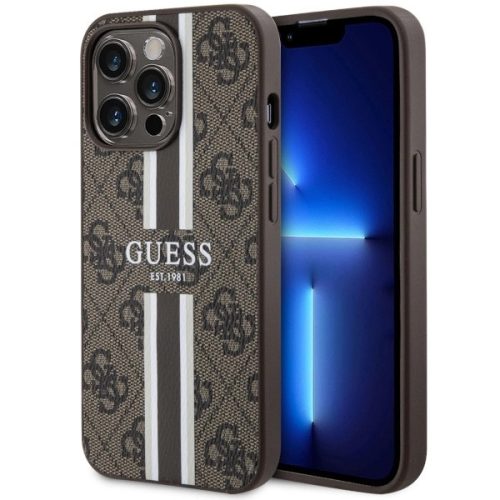 Guess GUHMP13LP4RPSW iPhone 13 Pro / 13 6.1" brown/brown hardcase 4G Printed Stripes MagSafe