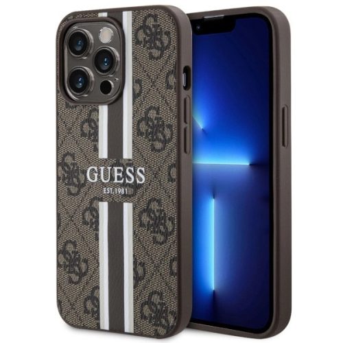 Guess GUHMP13XP4RPSW iPhone 13 Pro Max 6.7" brown/brown hardcase 4G Printed Stripes MagSafe