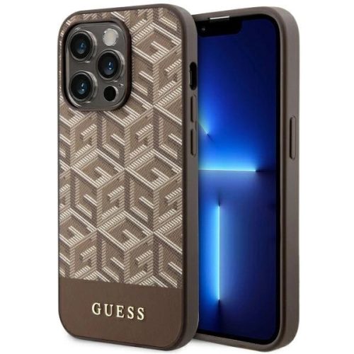 Guess GUHMP14LHGCFSEW iPhone 14 Pro 6.1" brown/brown hard case GCube Stripes MagSafe