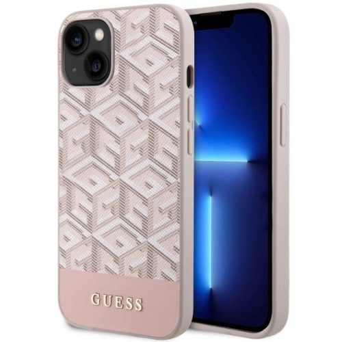 Guess GUHMP14MHGCFSEP iPhone 14 Plus 6.7" pink/pink hard case GCube Stripes MagSafe