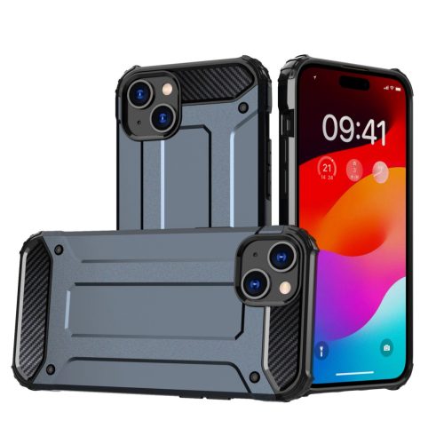 iPhone 15 Plus Hybrid Armor Ütésálló Tok - Sötétkék