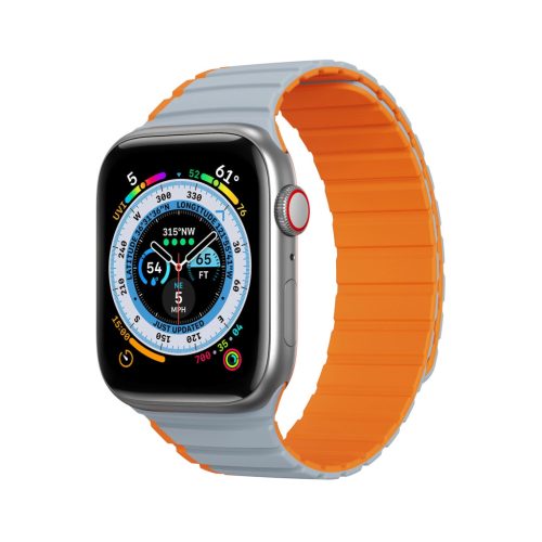 Magnetic Apple Watch Ultra, SE, 9, 8, 7, 6, 5, 4, 3, 2, 1 (49, 45, 44, 42 mm) Dux Ducis Strap (LD Version) - gray and orange