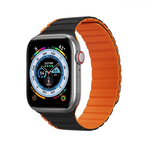 Magnetic Apple Watch Ultra, SE, 9, 8, 7, 6, 5, 4, 3, 2, 1 (49, 45, 44, 42 mm) Dux Ducis Strap (LD Version) - black and orange