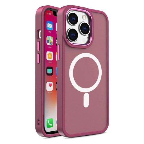 Armored magnetic iPhone 14 Plus MagSafe Color Matte Case - pink