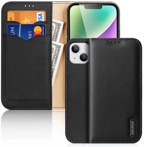 Dux Ducis Hivo iPhone 15 Plus RFID Blocking Wallet Case - Black