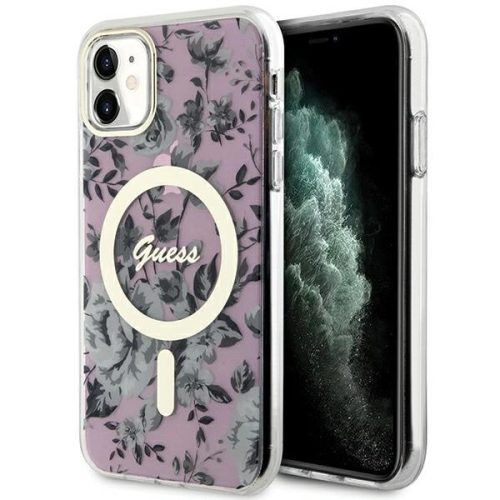 Guess GUHMN61HCFWSP iPhone 11 / Xr 6.1" pink/pink hardcase Flower MagSafe