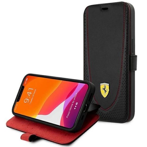 Ferrari FEFLBKP13LRGOK iPhone 13 Pro 6.1" black/black book Leather Curved Line