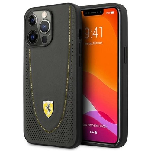 Ferrari FEHCP13LRGOG iPhone 13 Pro / 13 6.1" black/black hardcase Leather Curved Line