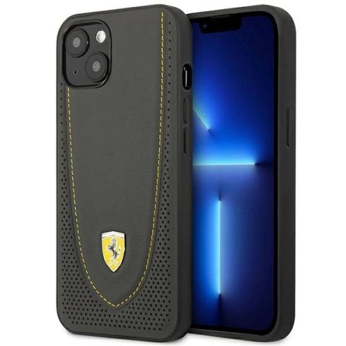 Ferrari FEHCP13MRGOG iPhone 13 6.1" black/black hardcase Leather Curved Line