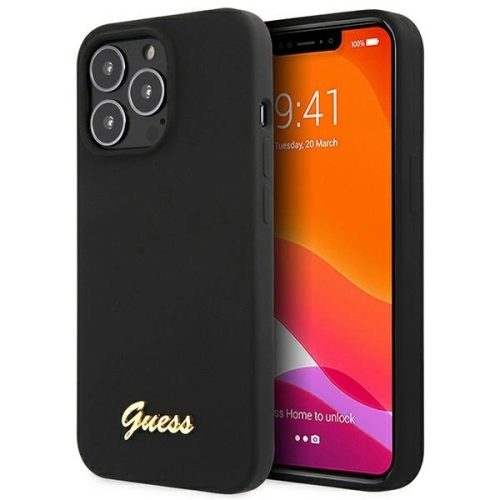 Guess GUHCP13XLSLMGBK iPhone 13 Pro Max 6.7" black/black hardcase Silicone Script Gold Logo