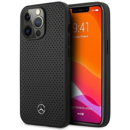 Mercedes MEHCP14LDELBK iPhone 14 Pro 6.1" black/black hardcase Leather Perforated