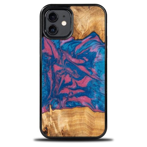 Wood and Resin Case for iPhone 12/12 Pro Bewood Unique Vegas - Pink and Blue