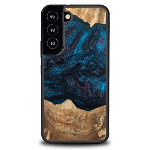 Wood and resin case for Samsung Galaxy S22 Bewood Unique Neptune - navy blue and black