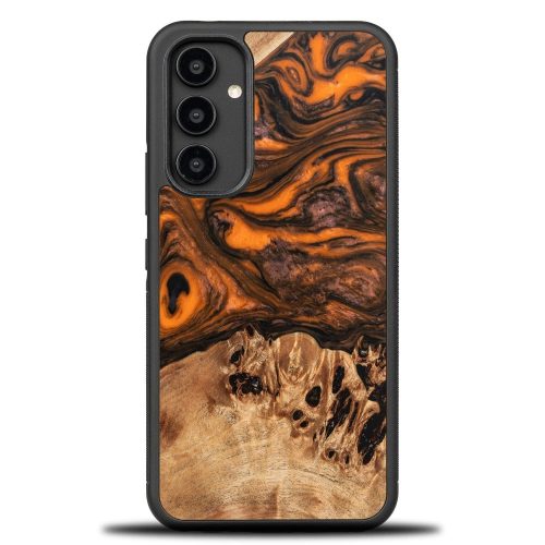 Wood and resin case for Samsung Galaxy A54 5G Bewood Unique Orange - orange and black