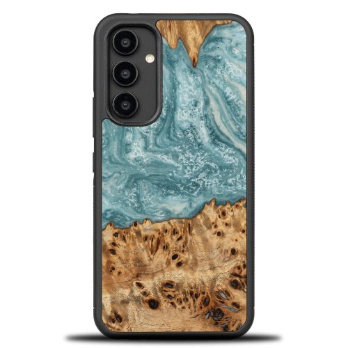 Wood and resin case for Samsung Galaxy A54 5G Bewood Unique Uranus - blue and white