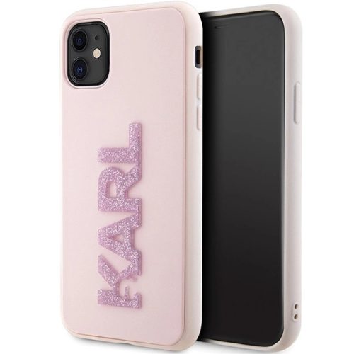 Karl Lagerfeld KLHCN613DMBKCP iPhone 11 / Xr 6.1" pink/pink hardcase 3D Rubber Glitter Logo