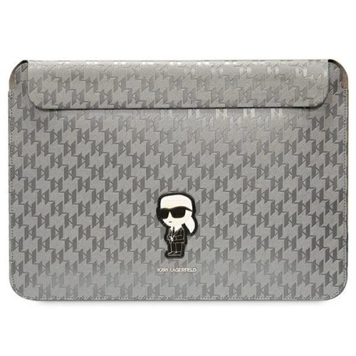 Karl Lagerfeld Saffiano Monogram Ikonik case for a 14" laptop - silver