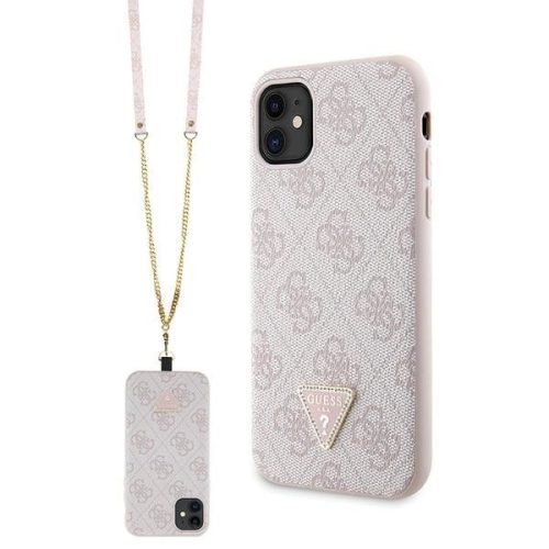 Guess GUHCN61P4TDSCPP Case for iPhone 11 / Xr - Pink Crossbody 4G Metal Logo