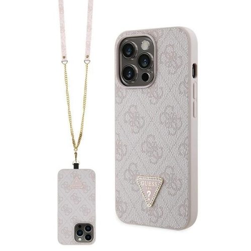 Guess GUHCP13LP4TDSCPP case for iPhone 13 Pro / 13 - pink Crossbody 4G Metal Logo