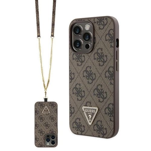 Guess GUHCP13LP4TDSCPW Case for iPhone 13 Pro / 13 - Brown Crossbody 4G Metal Logo