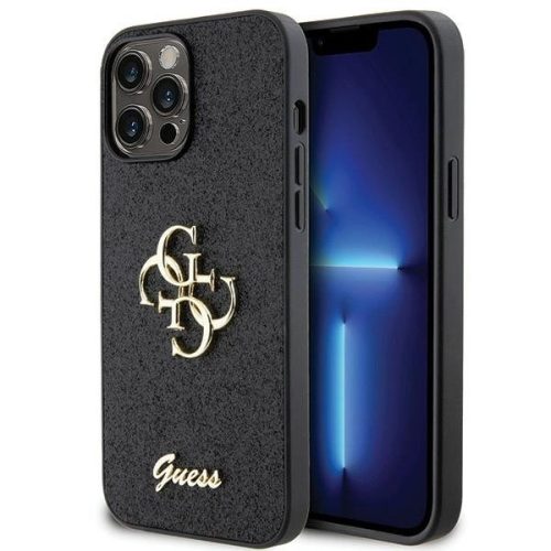 Guess GUHCP13XHG4SGK case for iPhone 13 Pro Max 6.7" - black Glitter Script Big 4G