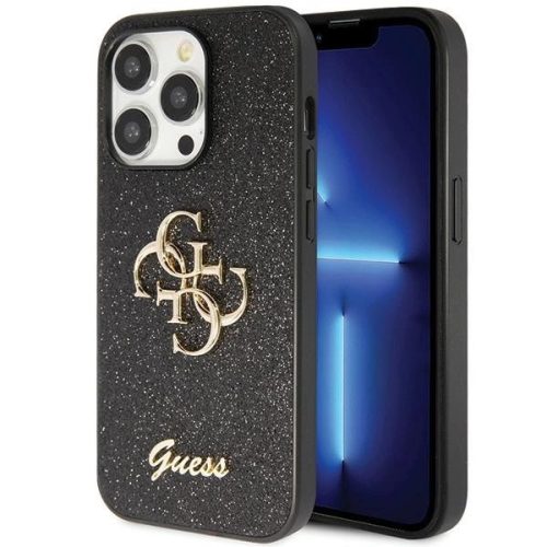 Guess GUHCP14LHG4SGK case for iPhone 14 Pro - black Glitter Script Big 4G