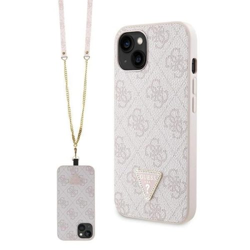 Guess GUHCP14SP4TDSCPP case for iPhone 14 - pink Crossbody 4G Metal Logo