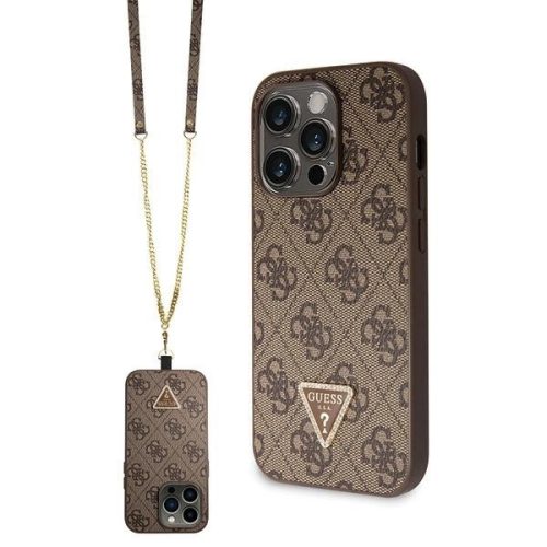 Guess GUHCP14XP4TDSCPW case for iPhone 14 Pro Max 6.7" - brown Crossbody 4G Metal Logo