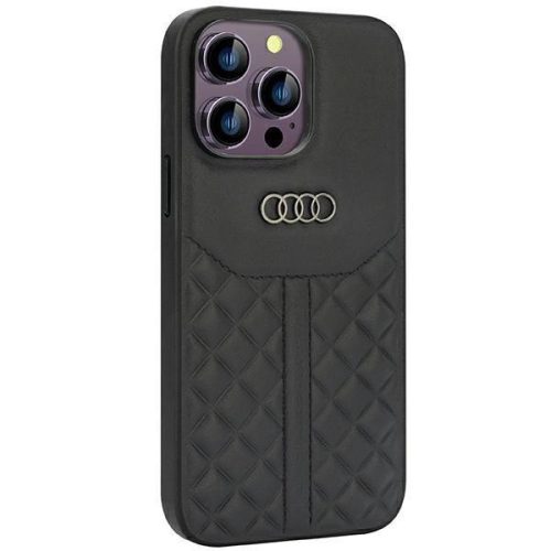 Audi Genuine Leather case for iPhone 14 Pro Max 6.7" - black AU-TPUPCIP14PM-Q8/D1-BK