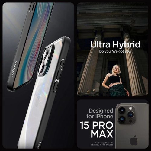 Spigen Crystal Hybrid, matte black - iPhone 15 Pro Max